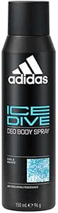 Adidas, Ice Dive Deodorante Spray Uomo, Fragranza che Dura fino a 48 Ore, Formula Vegana e Senza Alcol, 150ml