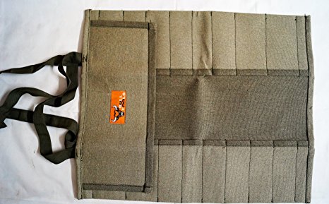 Bull Tools BT 1704 Tool Roll 20 pocket 100% Dyed ans Sand Washed Olive Drab 15 Oz. Cotton Duck Canvas