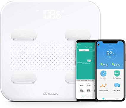 Yunmai S - Smart Scale (2ND GEN) for 2020 | Full Size Bluetooth Body Fat and BMI Scale. Rechargeable with Free App