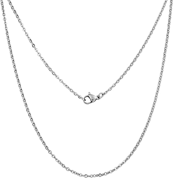 Silvadore 3mm Belcher Mens Necklace - Silver Chain Stainless Steel Jewelry - Rolo Neck Link Chains for Men Man Male Women Boys Girls - 18 20 22 24 26 30 36 Inch