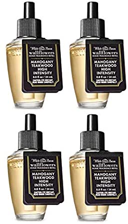 Bath and Body Works 4 Pack Mahogany Teakwood High Intensity Wallflowers Fragrance Refill 0.8 Oz.