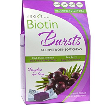 2 Packs of Neocell Laboratories Biotin Bursts - Chewable - Acai Berry - 30 Count