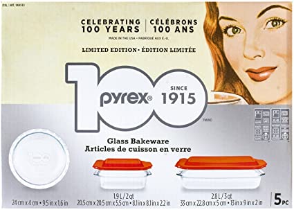 Pyrex 5-piece 100 Years Glass Bakeware Set (Limited Edition)