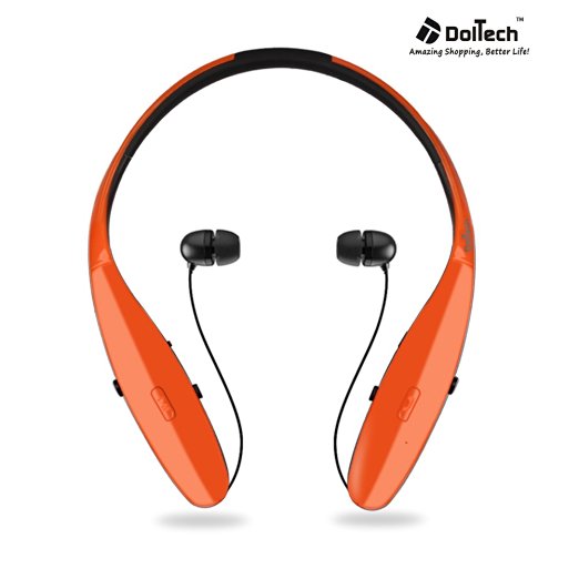 Wireless Headset, DolTech In-Ear Stereo Neckband Bluetooth Sport Earbuds for Sport/Running/Gym/Exercise Lightweight Sweat-proof NoiseEarbud for Cell Phones (960 Orange)