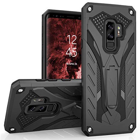 Zizo STATIC Series compatible with Samsung Galaxy S9 Plus Case Military Grade Drop Tested with Built In Kickstand BLACK