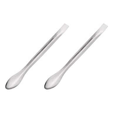 uxcell Micro Scoop 140mm Stainless Steel Reagent Sampling Lab Spoon Spatulas for Laboratory 2Pcs