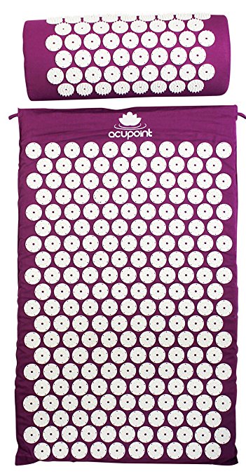 Acupressure Mat and Pillow Set by Acupoint – Back And Neck Pain Relief Acupuncture Mat - Reflexology Massage Mat Relieves Stress And Sciatic Pain, Coccyx & Insomnia.