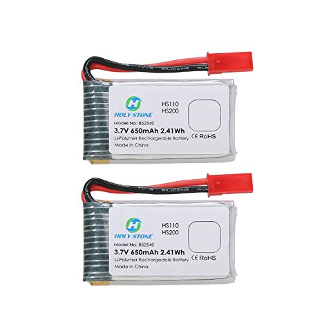 Holy Stone 2PCS 3.7V 650mAh Rechargeable Li-Po RC Drone Batteries for HS110W,HS200W