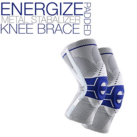 Energize Metal Petalla Stabilizer Knee Brace with Padded Cushion Knee Support (1 Pack)