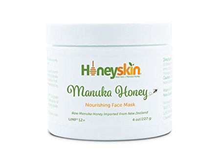 Pure Manuka Honey (4 oz) Smoothing Face Mask, UMF 12 , from New Zealand, Raw, Acne, Dermatitis, Eczema, Psoriasis, Repair Damaged Skin Treatment, Anti Bacterial, Bio Active by Honeyskin Organics