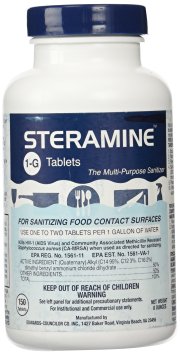 1 X Steramine Quaternary Sanitizing Tablets - 150 Sanitizer Tablets per bottle