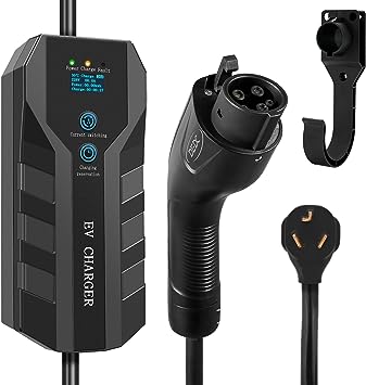 DEDC Level 2 EV Charger - NEMA 10-30 240V 16 Amp with 25 ft Extension Cord - Portable Electric Vehicle Charger Compatible with J1772 EVs