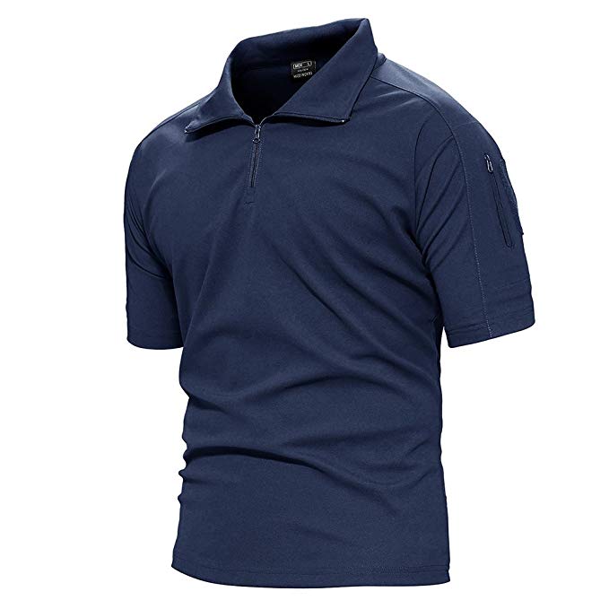 TACVASEN Men's Tactical Performance Polo Short Sleeve Moisture Wicking Tee Shirt