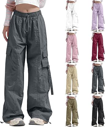 Cargo Pants Women Baggy,Cargo Pants Women High Waisted Stretchy Wide Leg Hiking Pants Lightweight Baggy Travel Y2K Streetwear Trousers with Pockets,My Orders Placed Recently by Me, Small