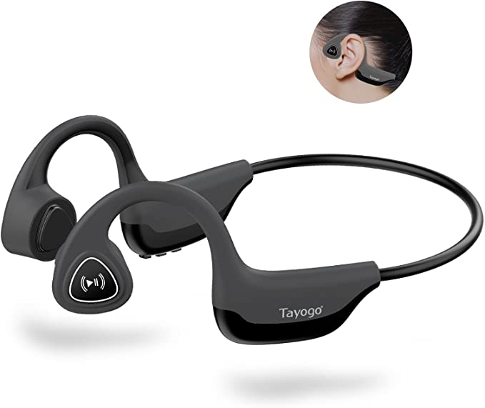 Tayogo Bone Conduction Headphones Bluetooth 5.0 Open-Ear Wireless Sports Headsets w/Mic for Jogging Running Driving Cycling …
