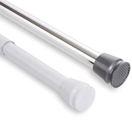 Tension Shower Rod | Easy Mount Spring Loaded Shower Curtain Rod | Fully Adjustable White – 22" to 35" in