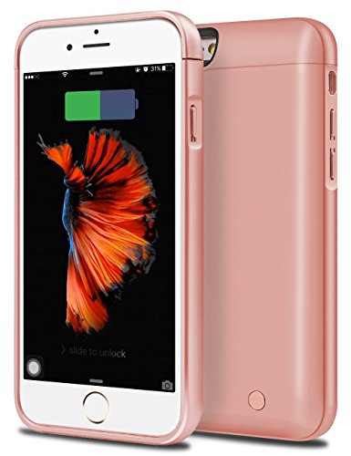 iPhone 6S Plus Battery Case, Cheeringary 8000mAh External Battery Case iPhone 6 Plus / 6S Plus Battery Portable Charger Charging Case for iPhone 6S Plus / 6 Plus 5.5'' - Power Bank Case (Rose Gold)