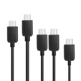 Micro USB Cable RAVPower 5-Pack in Assorted Lengths 1ft 3ft 6ft 10ft High Speed USB 20 A Male to Micro B Sync and Charge Cables Black
