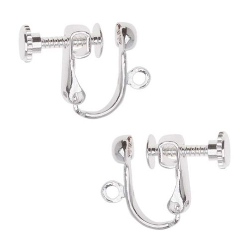 Beadaholique Screw Back Non-Pierced Earring Findings, Silver, Pair of 10