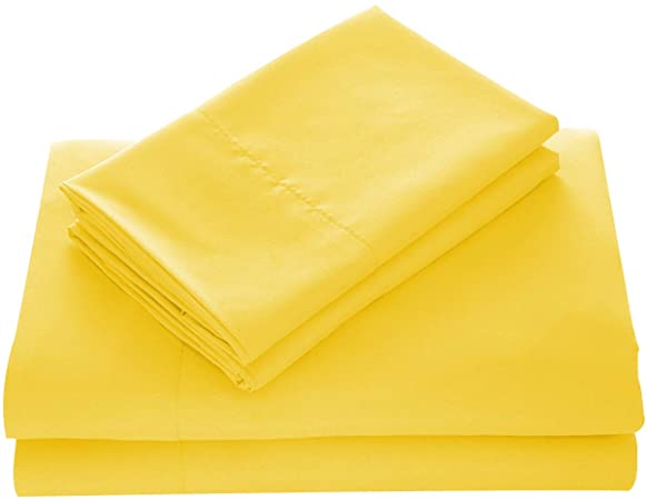 Wavva Bedding Luxury 3-Pcs - 1800 Deep Pocket, Wrinkle & Fade Resistant (Twin Sheets Set, Bright Vibrant Yellow)