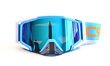 CRG Motocross ATV Dirt Bike Off Road Racing Goggles Adult T815-105 Series (Blue and White)