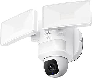 eufy Floodlight Camera E30, Security Camera Outdoor, 360° Pan and Tilt, AI Detection and Tracking, 2K Video, 2.4GHz Wi-Fi, 2,000 Lumens, Custom Voice and Light Alerts, 24/7 Recording, No Monthly Fee