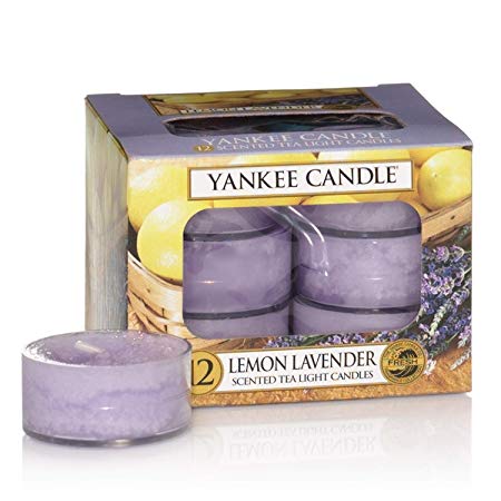 Yankee Candle Tea Light Scented Candles, Lemon Lavender, Pack of 12