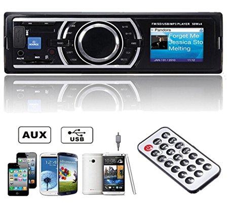 UNHO Car Audio Stereo In Dash Single-DIN FM Aux Input Receiver SD USB MP3 WMA Car Radio Player 12V