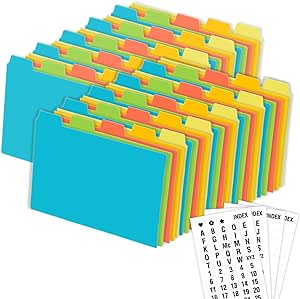 Chell 4x6 Plastic Index Card Dividers, Heavyweight Poly Index Card Guides A-Z for Flash Cards and Recipe Cards, with Alphabetical/Blank Stickers, Pack of 50