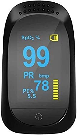 Pulse Oximeter Fingertip Blood Oxygen Saturation Monitor for Pulse Rate with Lanyard - Black