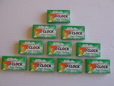 50 Gillette 7 O'clock Double Edge Safety Razor Blades