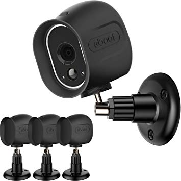 Gejoy Security Mount Wall Ceiling Adjustable Bracket and Silicone Skins Protective Cover Case for Arlo Home Camera, 3 Set (Black)