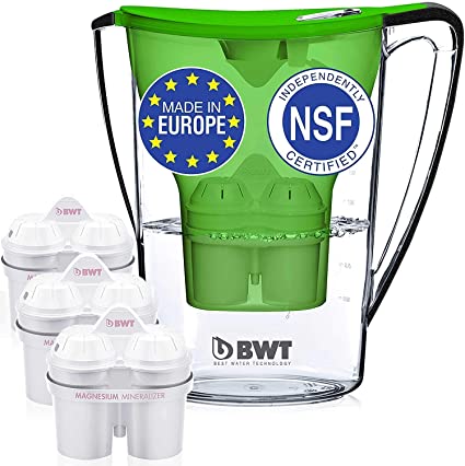 BWT Premium Water Filter Pitcher with 3 (60 Day) Filters Included, Award Winning Austrian Quality, Technology For Superior Filtration & Taste