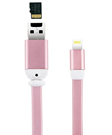 128GB iPhone USB Flash Drive and Charging Cable 2 in 1, iOS Memory Stick, iPad External Storage Expansion for iOS PC Laptops (Rose Gold)
