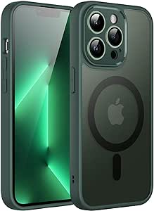 JETech Magnetic Case for iPhone 13 Pro Max 6.7-Inch, Compatible with MagSafe, Translucent Matte Back Camera Lens Full Protection Slim Shockproof Phone Cover (Midnight Green)