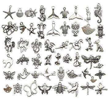 iloveDIYbeads 100g (about 100pcs) Craft Supplies Small Antique Silver Animals Charms Pendants for Crafting, Jewelry Findings Making Accessory For DIY Necklace Bracelet (Mixed Silver Animals)