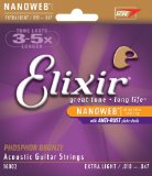 Elixir Strings Acoustic Phosphor Bronze Guitar Strings with NANOWEB Coating Extra Light 010-047
