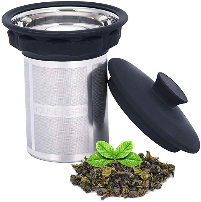 Extremely Fine Mesh Tea Infuser by House Again - Fits Standard Cups Mugs Teapots - Perfect Stainless Steel Filter for Brewing Steeping Loose Tea and Coffee, Large