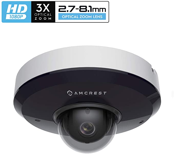 Amcrest ProHD 1080P PTZ Camera Outdoor, 2MP Outdoor Vandal Dome IP PoE Camera (3X Optical Zoom) IK08 Vandal-Proof, IP66 Weatherproof, Night Vision up to 49ft, Pan/Tilt (IP2M-866EW) (White)