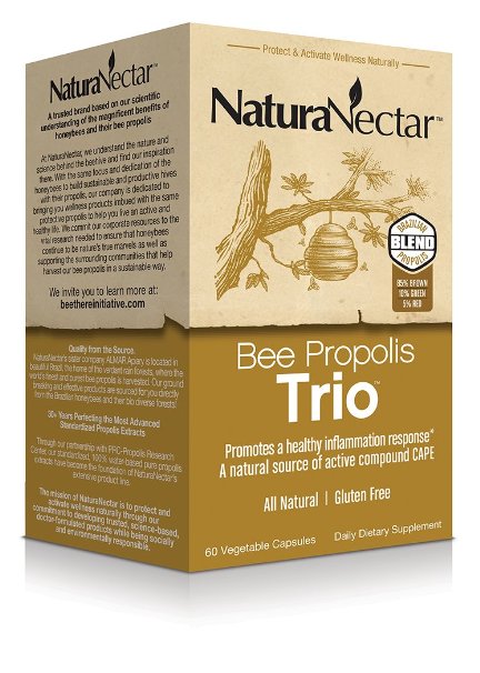 NaturaNectar Proplis Trio Capsules, Bee, 60 Count