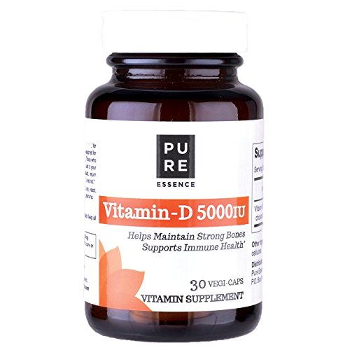 Pure Essence Labs Vitamin D 5,000 - 5000 IU of Vitamin D From 100% Pure Cholecalcifero - 30 Vegetarian Capsules