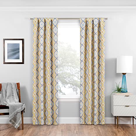 ECLIPSE Room Darkening Curtains for Bedroom - Morrow 37" x 95" Thermal Insulated Single Panel Rod Pocket Light Blocking Curtains for Living Room, Gold