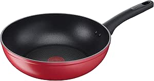 Lagostina Wok Antiaderente in Alluminio Ø 28 cm, Induzione, Gas e Forno, con Indicatore Cottura Thermo-Signal, Rivestimento Titanium Easy, Manico Ergonomico in Bakelite