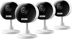 ZOSI Indoor Security Camera,4Pack C688 Baby/Pet Monitor,1080P Home Surveillance WiFi Camera with Phone App,Motion Detection,2 Way Audio,Night Vision,SD Card/Cloud Storage,Works with Alexa,Plug-in