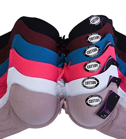 Women's Basic Plain Bras (Packs of 6) - Various Styles