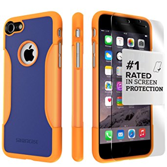 iPhone 7 Case, (Orange Blue) SaharaCase Protective Kit Bundle with [ZeroDamage Tempered Glass Screen Protector] Premium Finish Slim Fit [Shockproof Bumper] Rugged Protection …