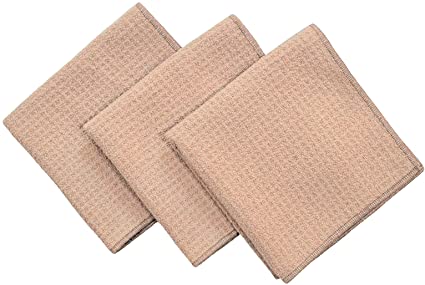 FINA Ultra Absorbent Microfiber Kitchen Towels 3-Pack (Coffee, 12x12)