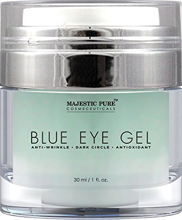 Blue Eye Gel from Majestic Pure, 1.0 fl. oz. - Potent Anti Wrinkle and Dark Circle Eye Cream Formula for Skin Tone and Resilience