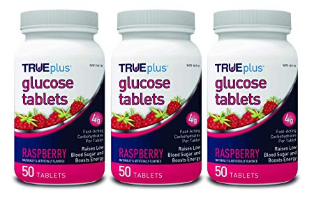 TRUEplus® Glucose Tablets, Raspberry Flavor - 50ct Bottle – 3 Pack