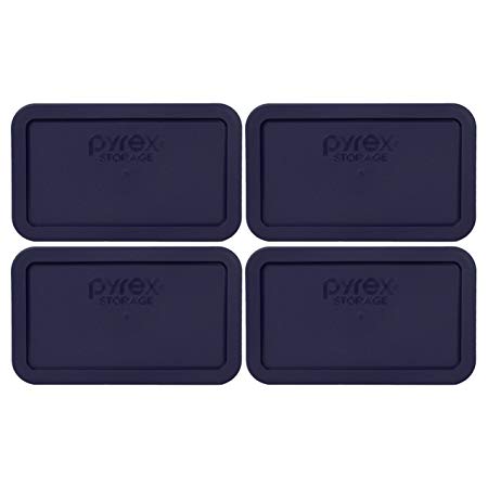 Pyrex 7214-PC 4.8 Cup Dark Blue Rectangle Plastic Food Storage Lid (4 Pack)
